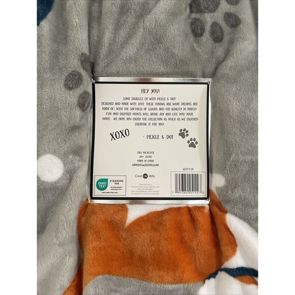 CORGI Dog Large Print 60x70 Oversized Throw Blanket Pickle & Dot Paw Prints NEW - Picture 5 of 6